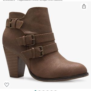 Olivia K stacked wood heel ankle boots, size 9
